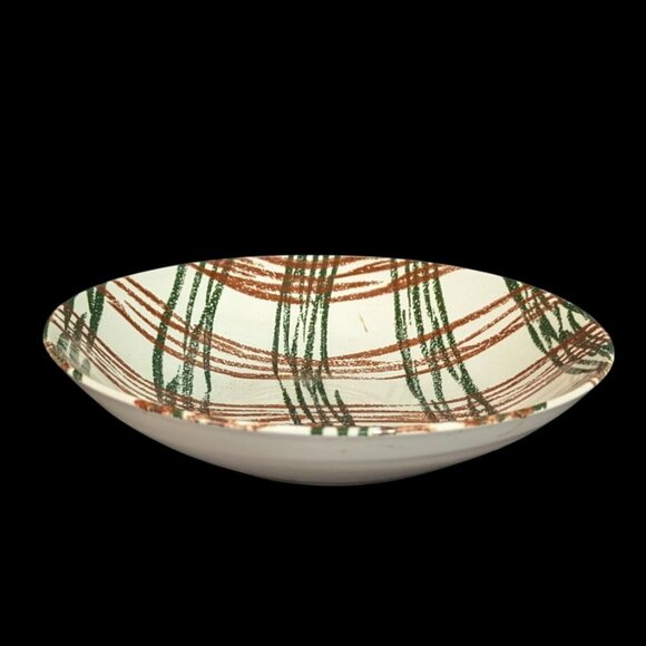 The Oxford USA Annie Laurie Underglaze 8-Inch Plaid Ceramic Serving Bowl Vintage - Picture 1 of 7